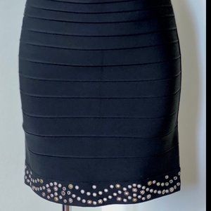 Herve Leger Black Bandage Skirt w Grommets M